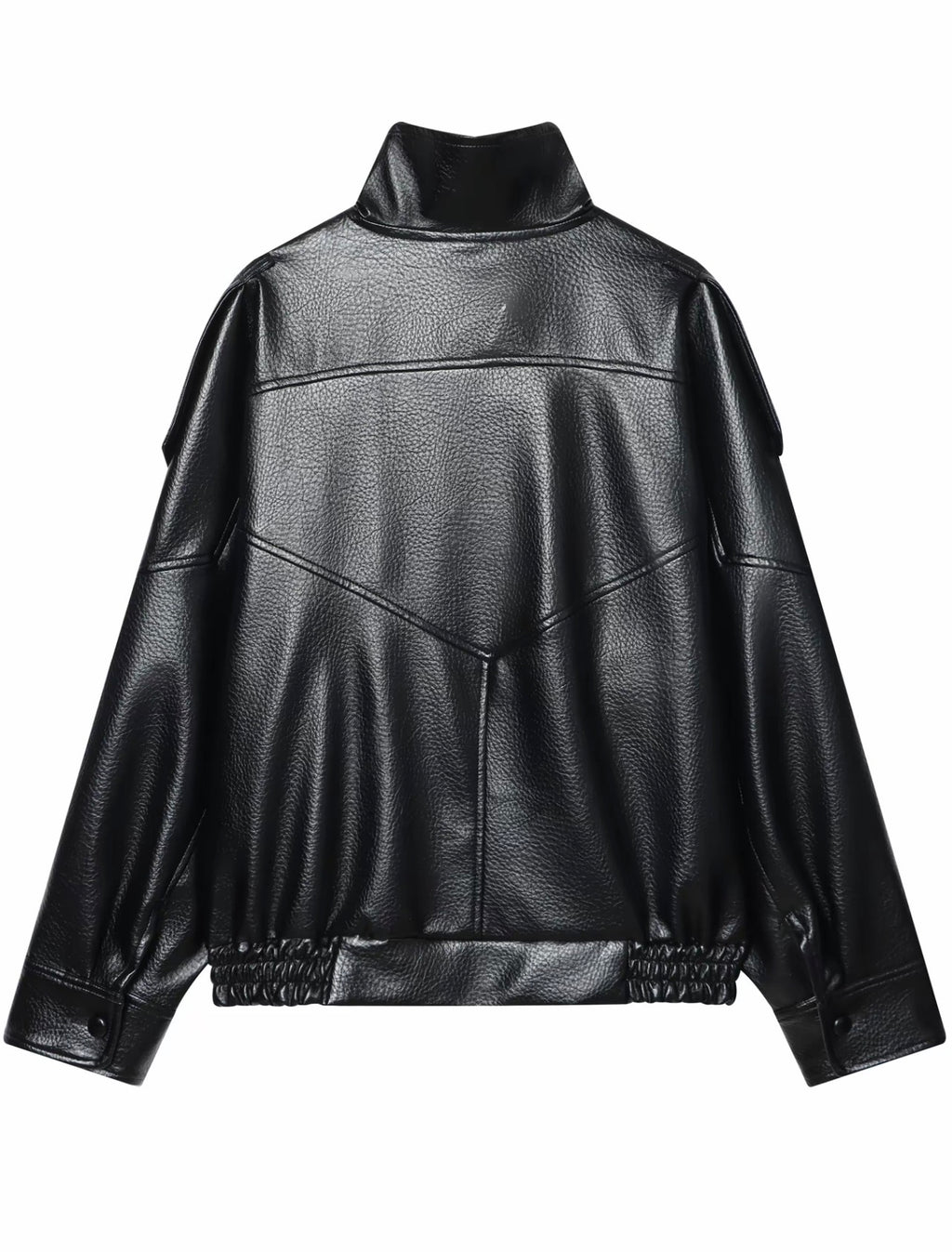 Black Oversized Faux Leather Moto Jacket